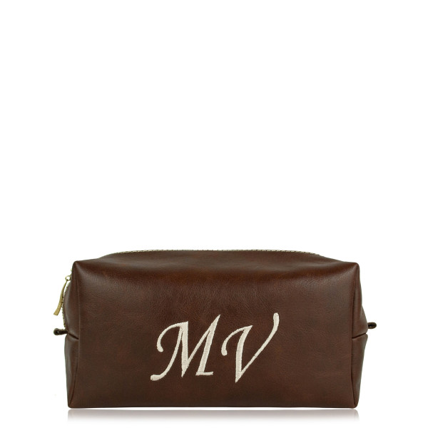 Pánska kozmetická taška s iniciálami "TMAVOHNEDÁ"