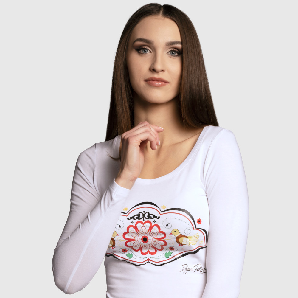 Tričko s dlhým rukávom Srdce Európy "BIELE"