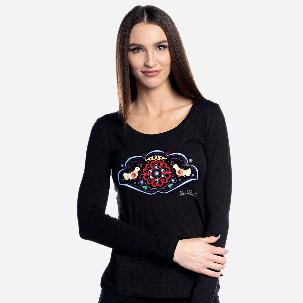 Tričko s dlhým rukávom Srdce Európy "ČIERNE"