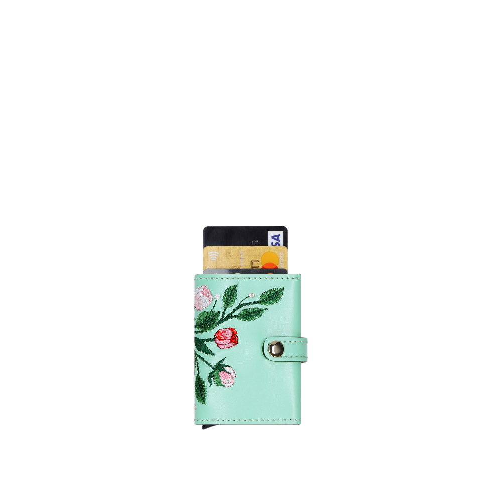 CARDHOLDER PEONY "PASTEL GREEN"