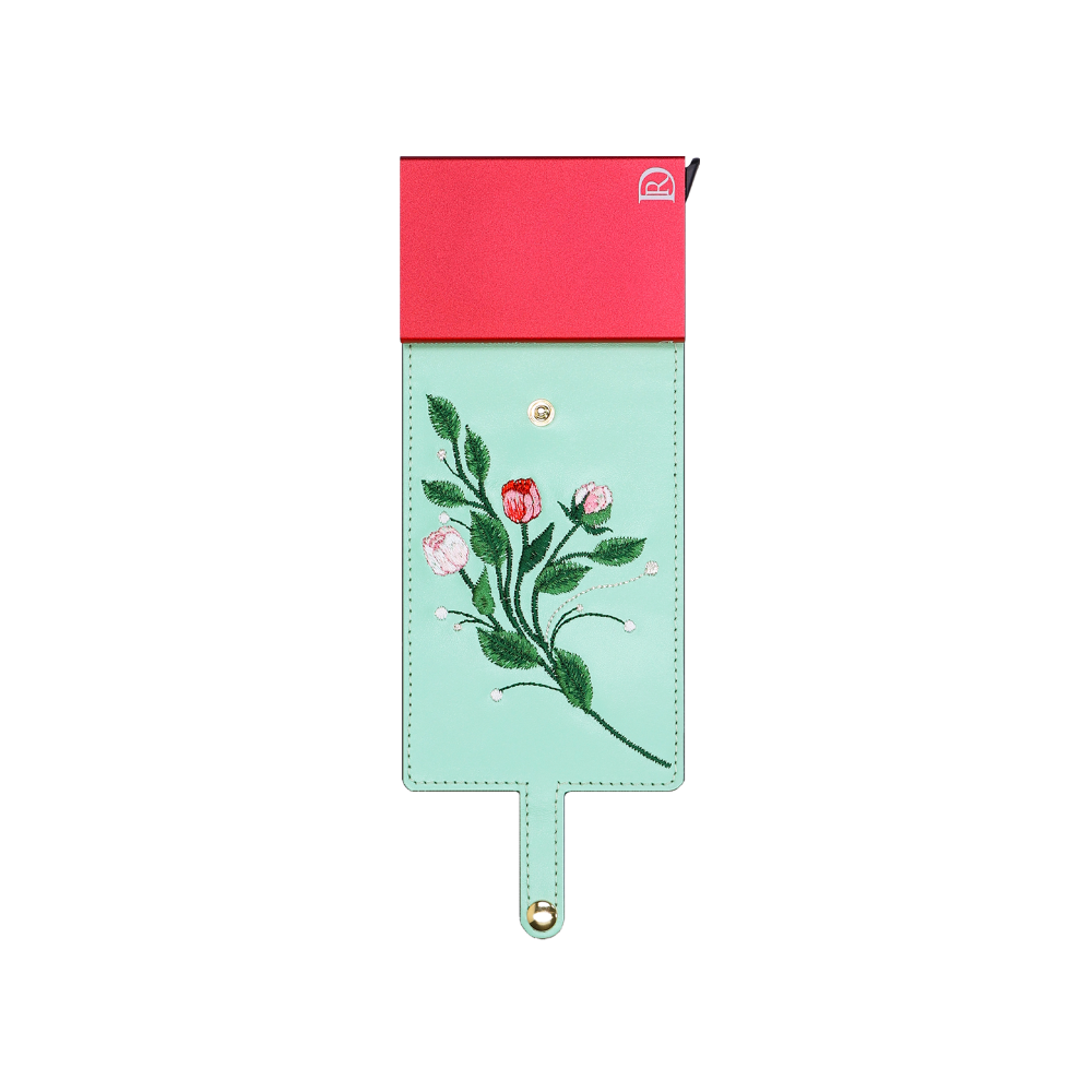CARDHOLDER PEONY "PASTEL GREEN"