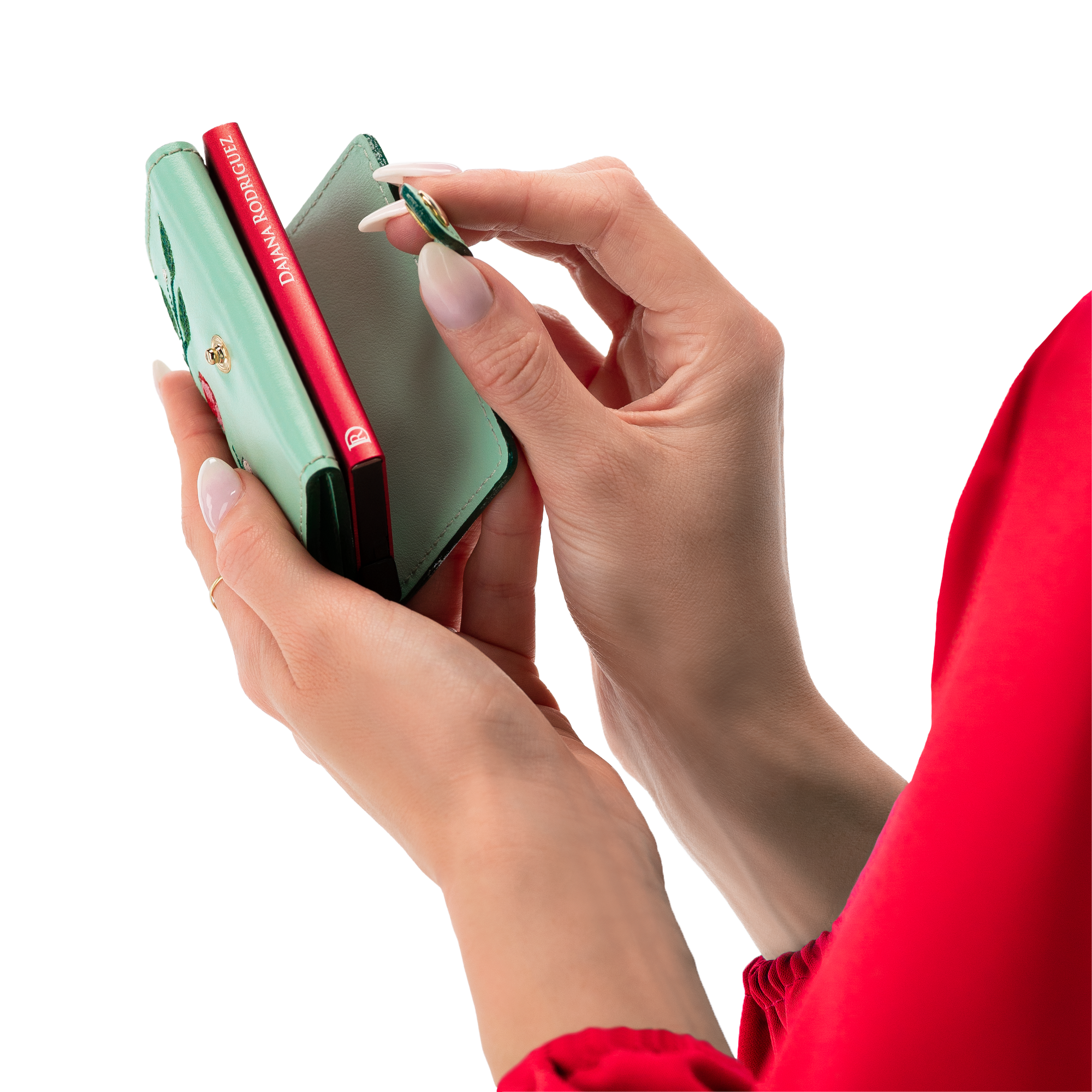 CARDHOLDER PEONY "PASTEL GREEN"