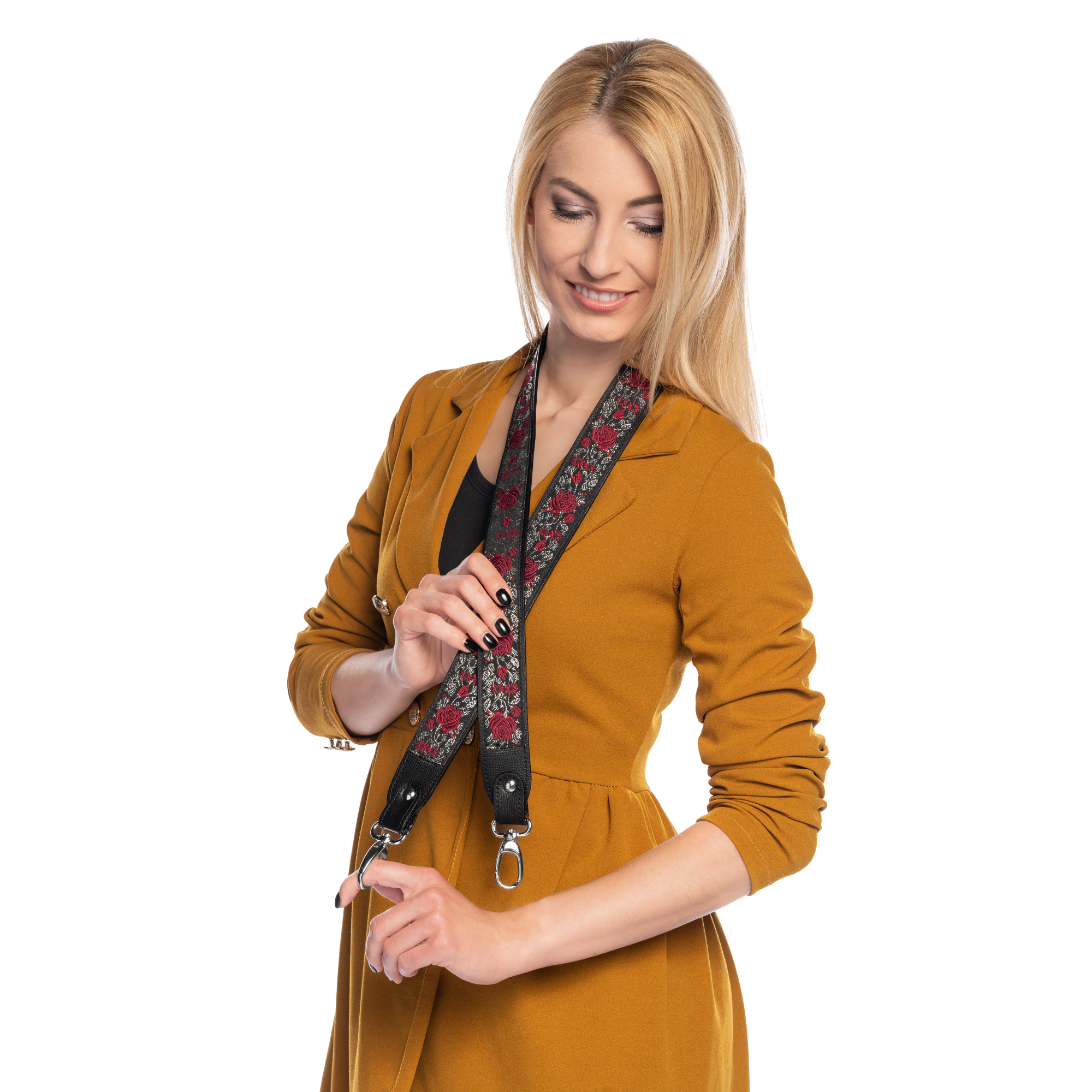 Popruh II Bohemian "NERO" Strieborná